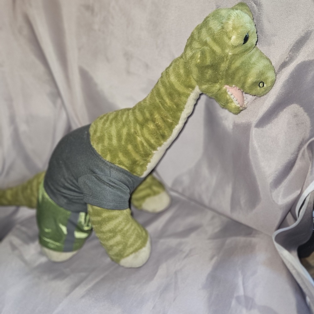 Build a Bear Brontosaurus Green Dinosaur 18" Stuffed Animal Plush with Outfit
